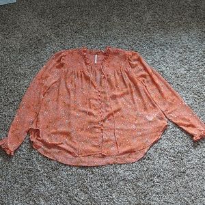 Free People floral print button down blouse